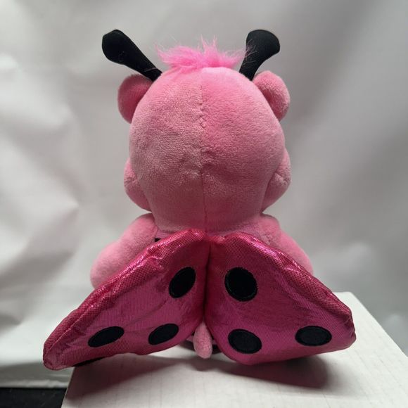 Care Bear Pink Cheer Bear Ladybug Plush Stuffed Animal Rainbow Tummy Toy 10" - Picture 4 of 7